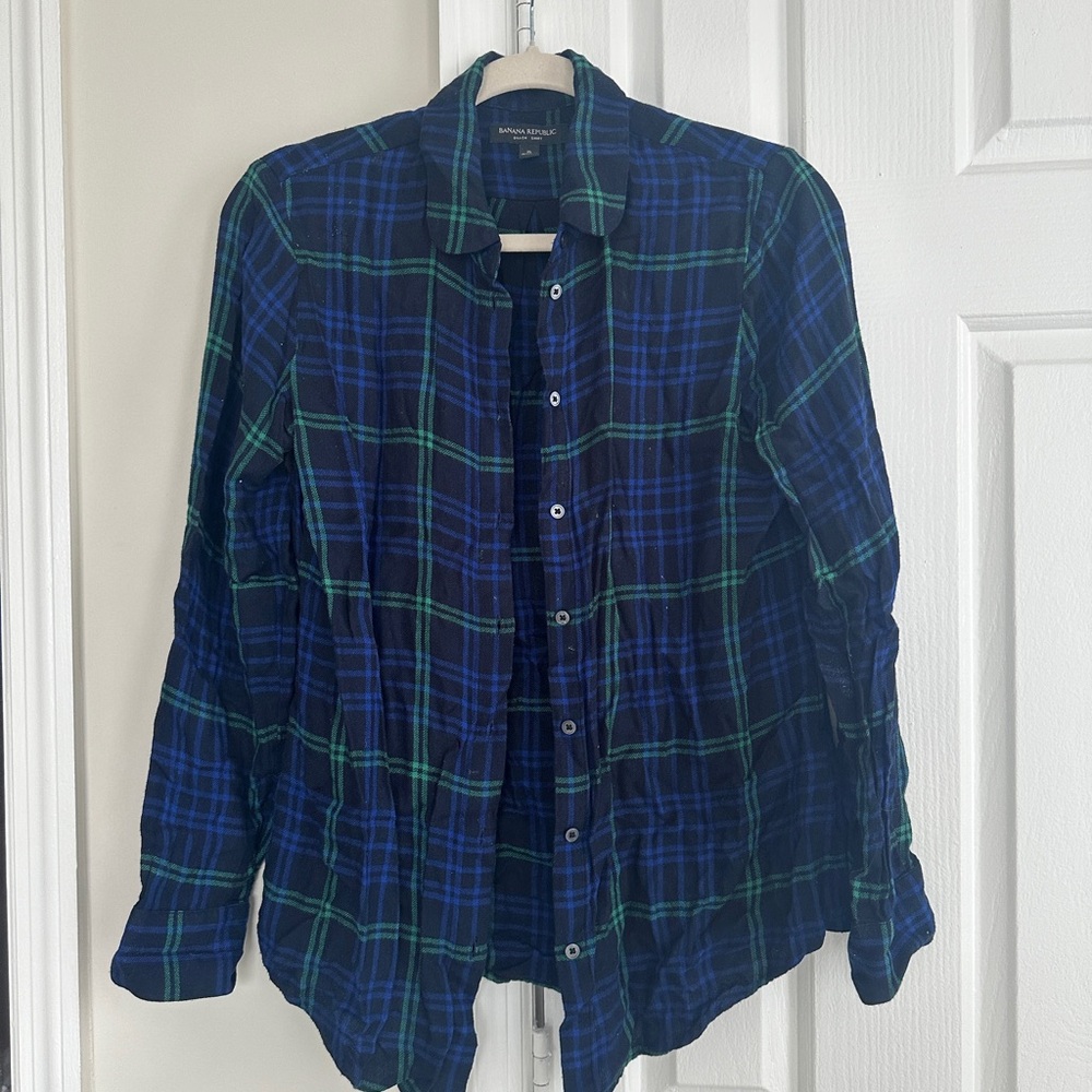 Banana Republic Blue and Green Dillon Shirt